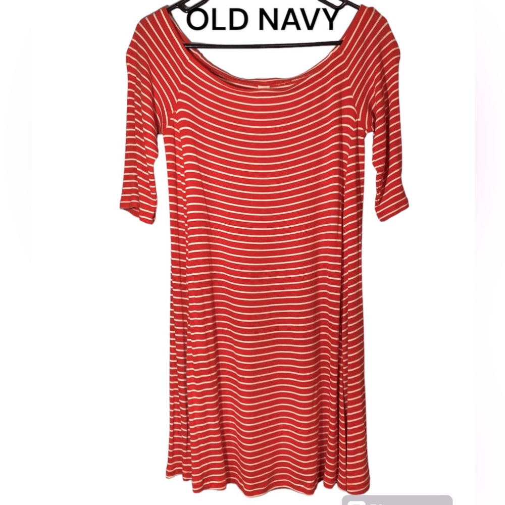 OLD NAVY orange striped shift dress